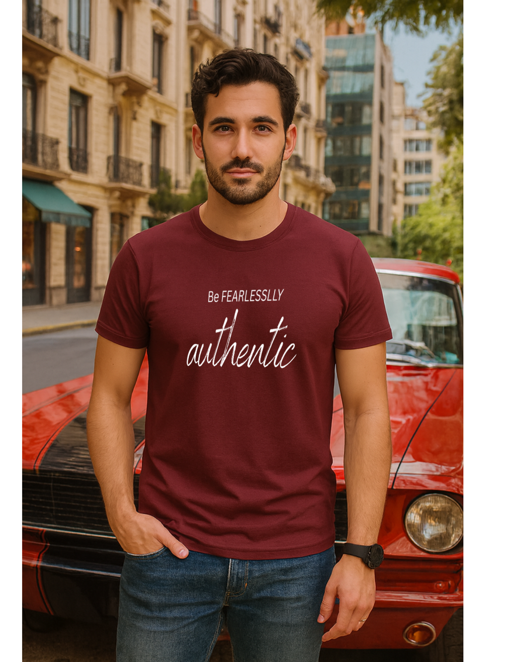 Meroon T-shirt with Authentic design